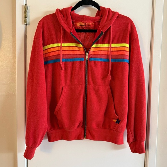 Aviator Nation Other - Aviator Nation Neon Stripe 5 Zip Up Hoodie